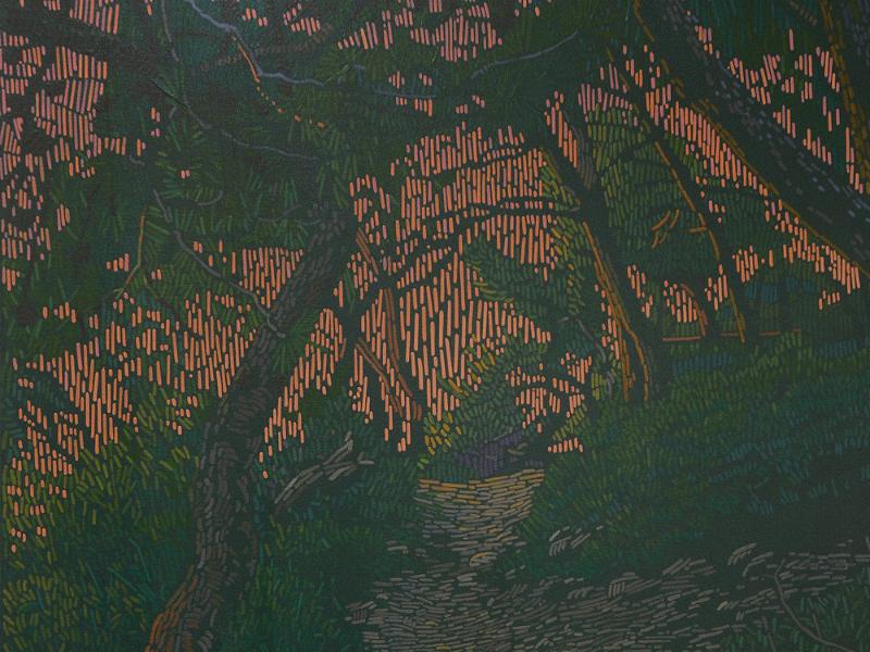 Coastal path in the evening sun 1, unique painting, hand-painted single piece, 120 x 90 cm, with frame