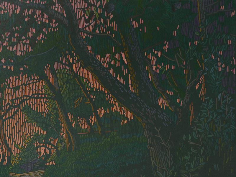 Coastal path in the evening sun 1, unique painting, hand-painted single piece, 120 x 90 cm, with frame
