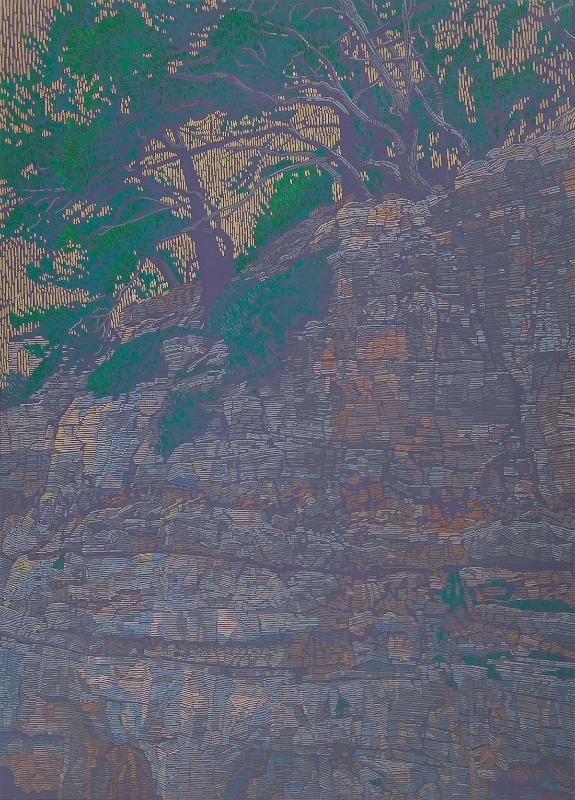 Rocky Coast 4, unique painting, hand-painted single piece, 120 x 90 cm, framed with beech frame
