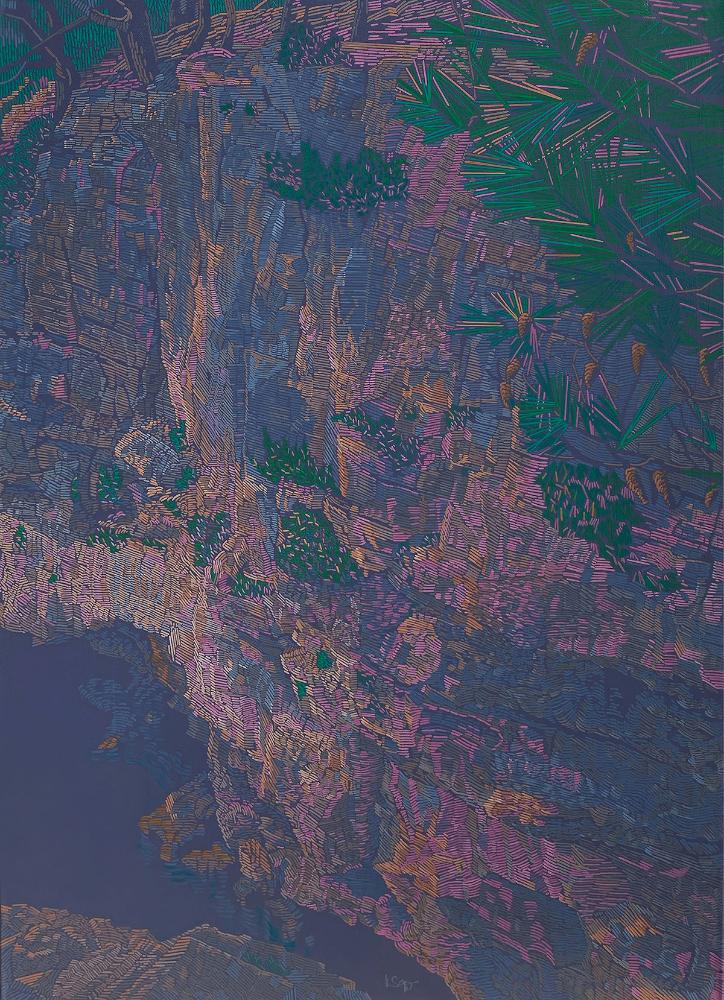 Rocky Coast 5, unique painting, hand-painted single piece, 120 x 90 cm, framed with beech frame
