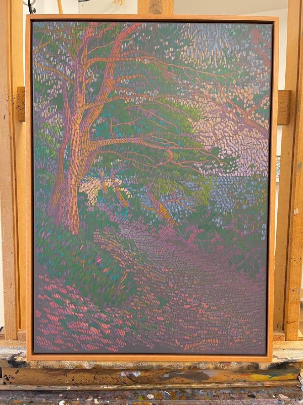 Pines and trees, unique, painting, hand-painted unique piece, 70 x 50 cm, with frame