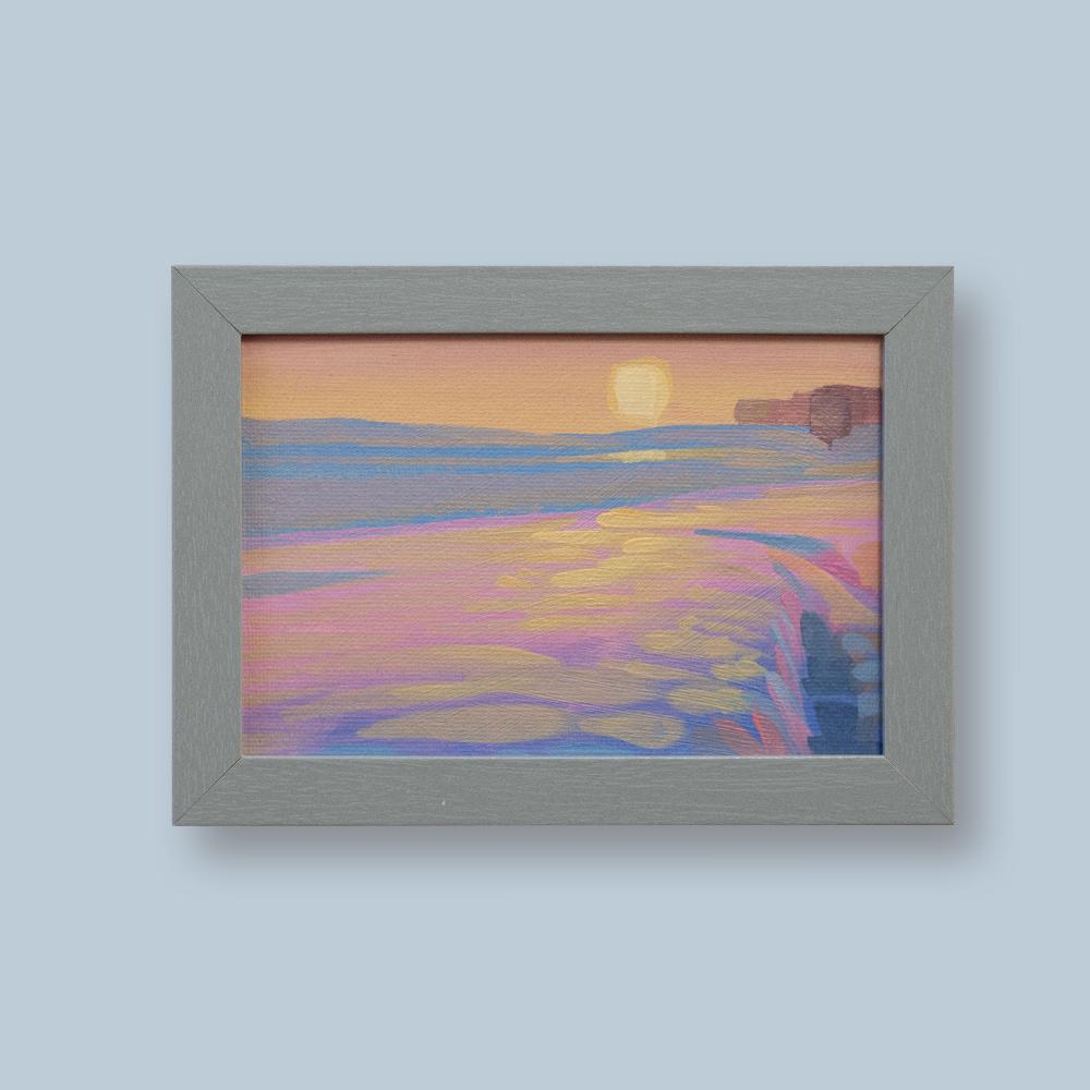 Original painting - "Snowfield" - hand painted - acrylic painting - 10x15 cm - landscape picture - unique piece - with frame