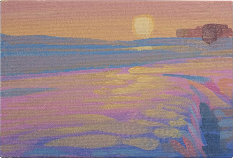 Original painting - "Snowfield" - hand painted - acrylic painting - 10x15 cm - landscape picture - unique piece - with frame