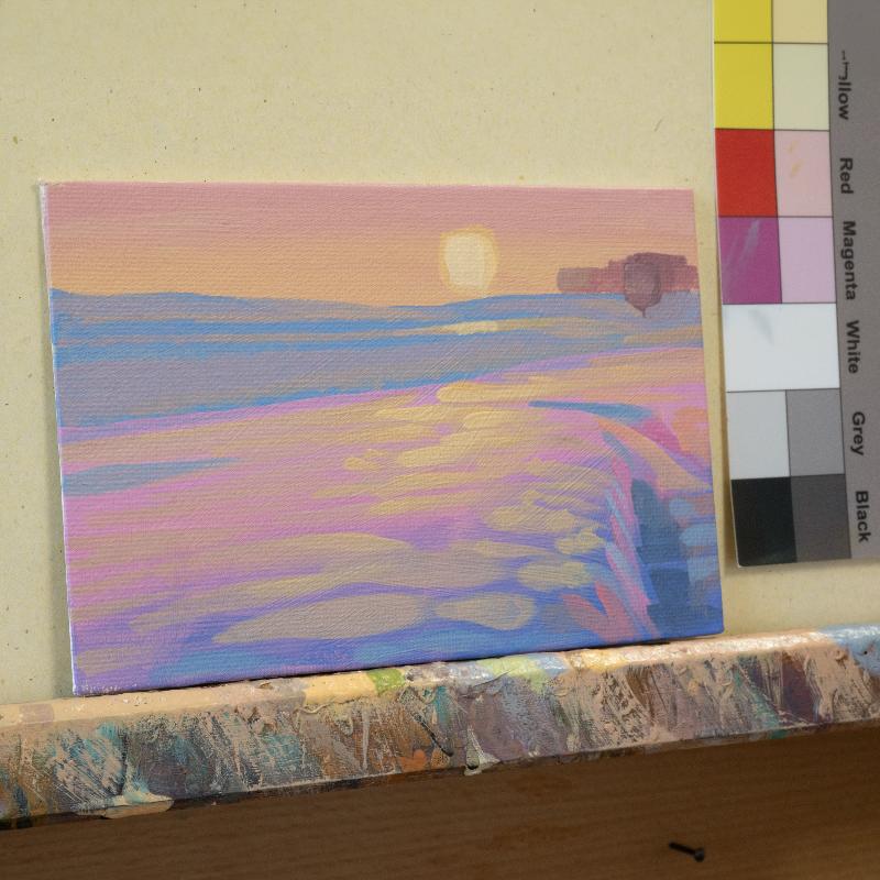 Original painting - "Snowfield" - hand painted - acrylic painting - 10x15 cm - landscape picture - unique piece - with frame