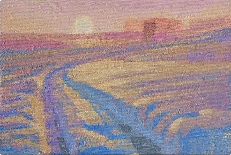 Original painting - "Winter Sun" - hand painted - acrylic painting - 10x15 cm - landscape picture - unique piece - with frame