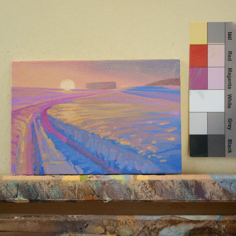 Original painting - "Winter path" - hand painted - acrylic painting - 10x15 cm - landscape picture - unique piece - with frame