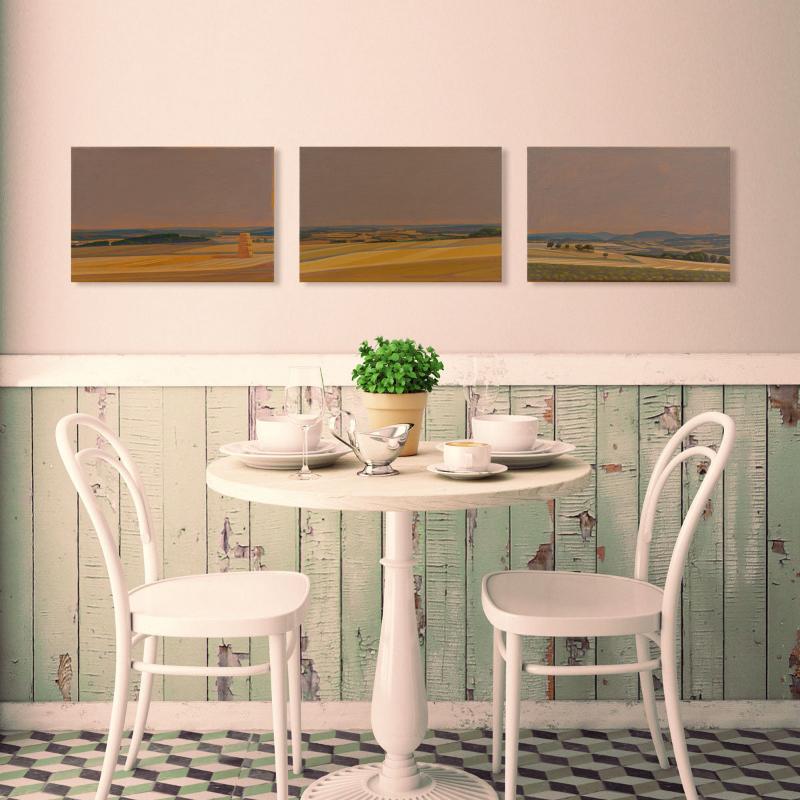 Mosaic of the fields, unique, painting, hand-painted unique piece, 30 x 20 cm, acrylic paint on canvas