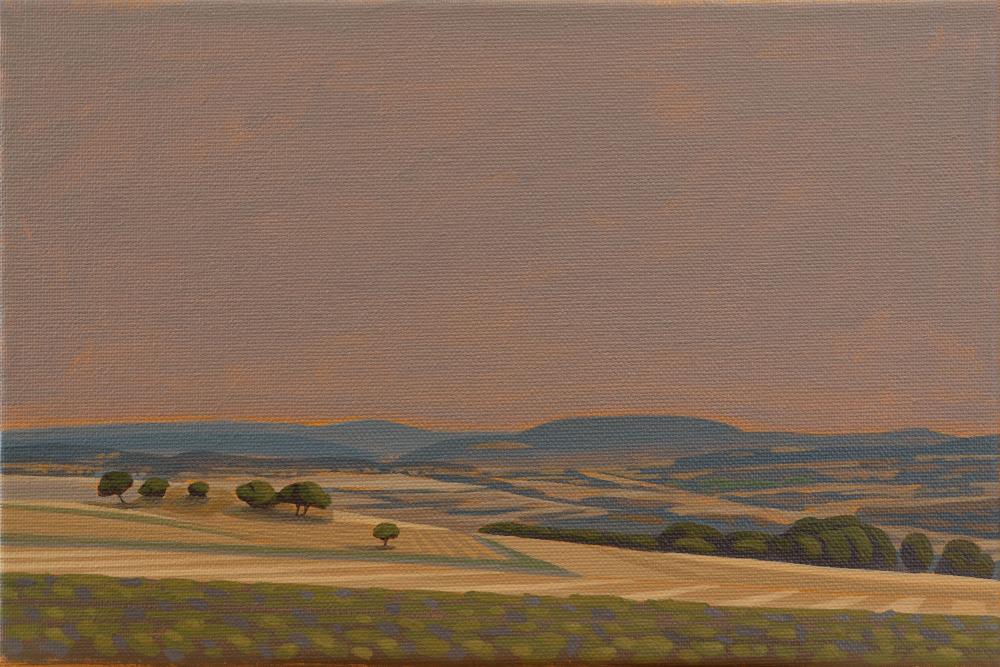 Mosaic of the fields, unique, painting, hand-painted unique piece, 30 x 20 cm, acrylic paint on canvas