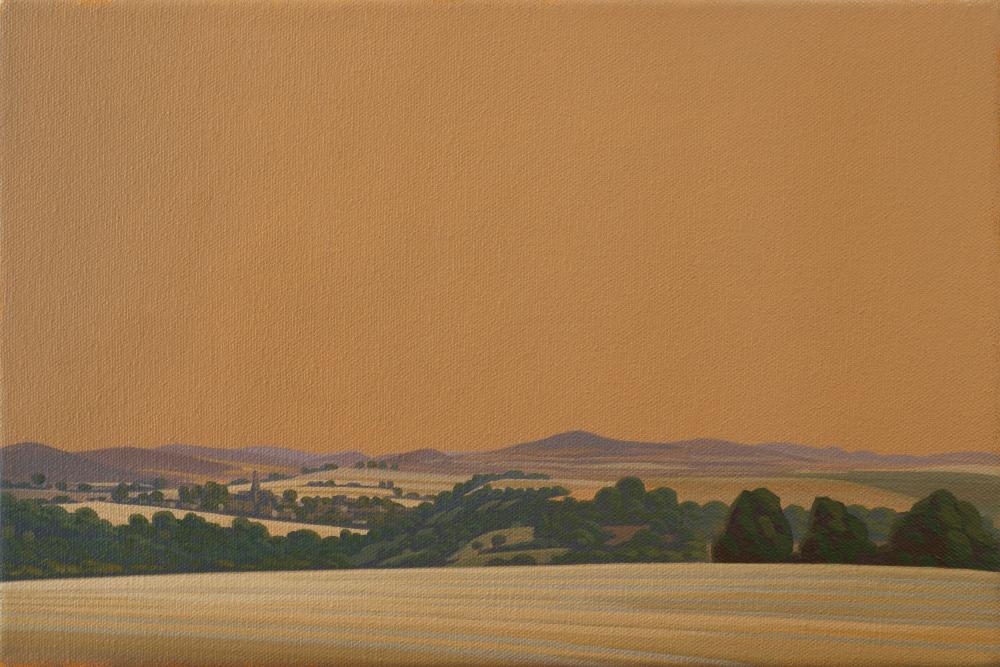 Golden sky, unique, painting, hand-painted unique piece, 30 x 20 cm, acrylic paint on canvas