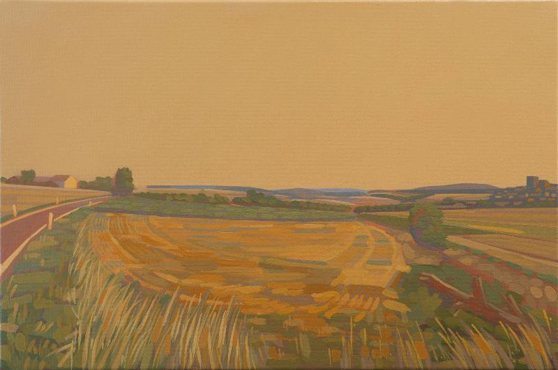 Landscape street fields and house, canvas print, 30x20 cm, 60x40 cm