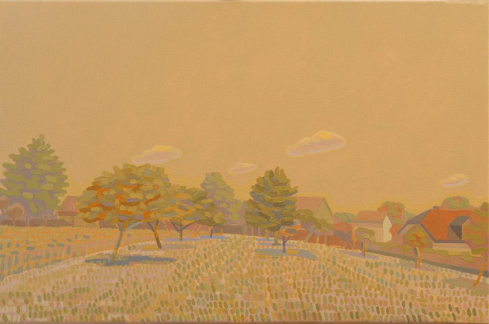 Small orchard, unique, painting, hand-painted unique piece, 45 x 30 cm, acrylic paint on canvas