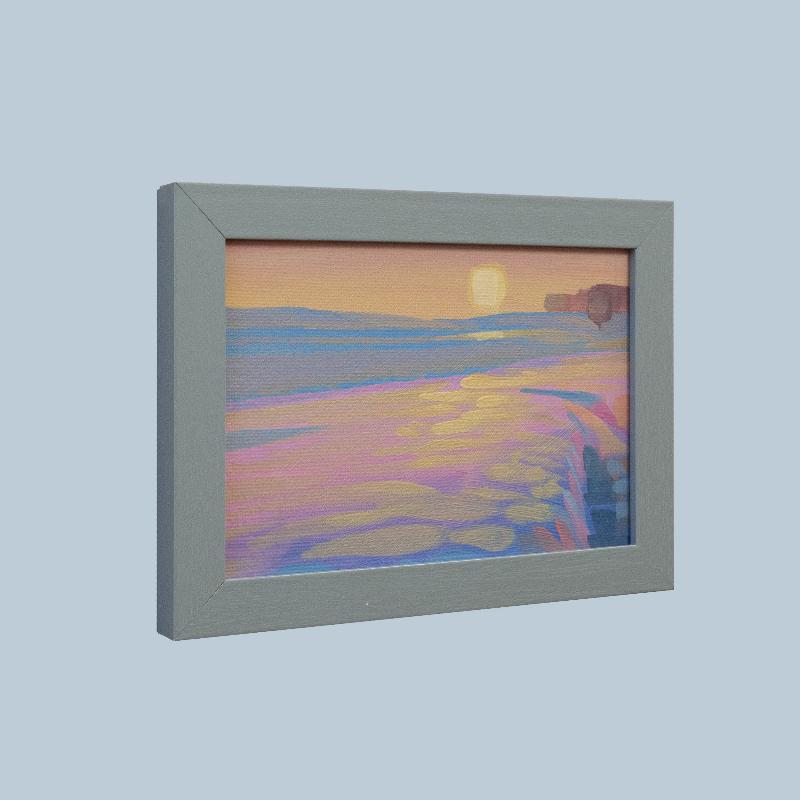 Original painting - "Snowfield" - hand painted - acrylic painting - 10x15 cm - landscape picture - unique piece - with frame