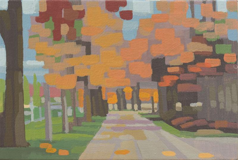 Original painting - "Autumn Sun" - hand painted - acrylic painting - 10x15 cm - landscape picture - unique piece - with frame