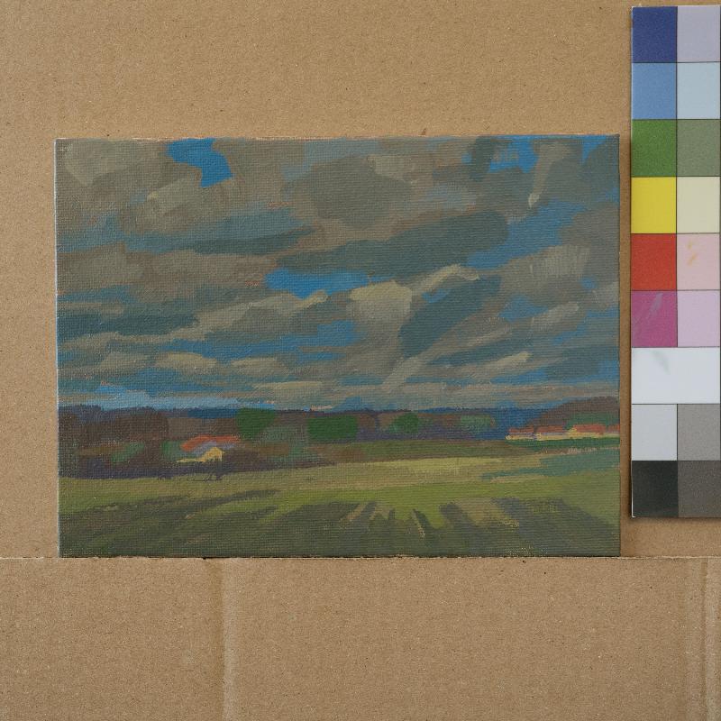 Cloudy, unique, painting, hand-painted unique piece, 20 x 15 cm, with picture frame