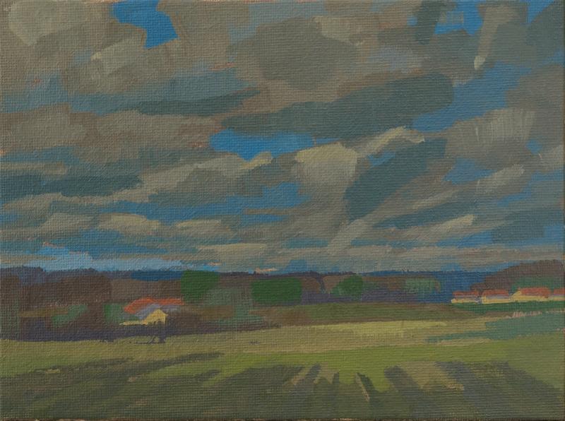 Cloudy, unique, painting, hand-painted unique piece, 20 x 15 cm, with picture frame