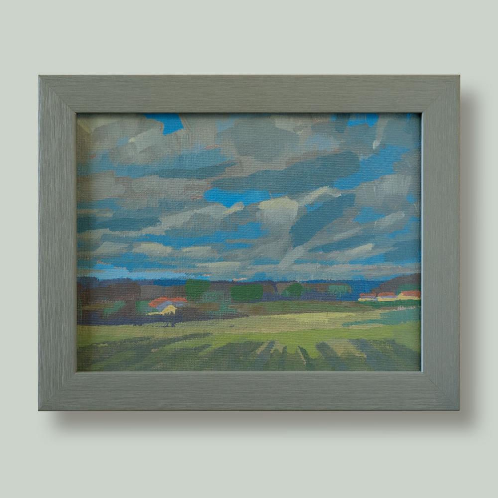 Cloudy, unique, painting, hand-painted unique piece, 20 x 15 cm, with picture frame