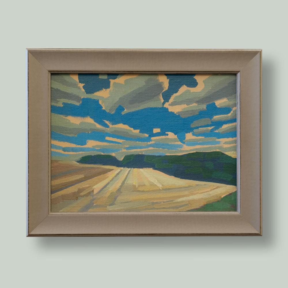 Cheerful, unique, painting, hand-painted unique piece, 20 x 15 cm, with picture frame