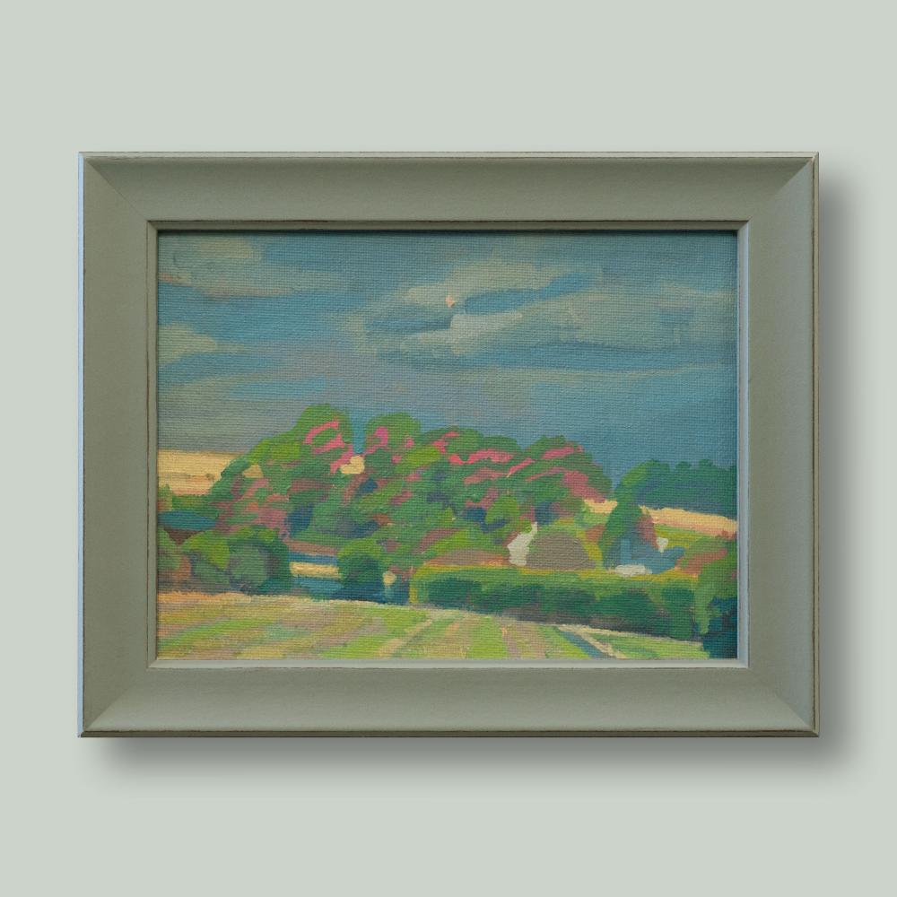 Summer rain, unique, painting, hand-painted unique piece, 20 x 15 cm, with picture frame