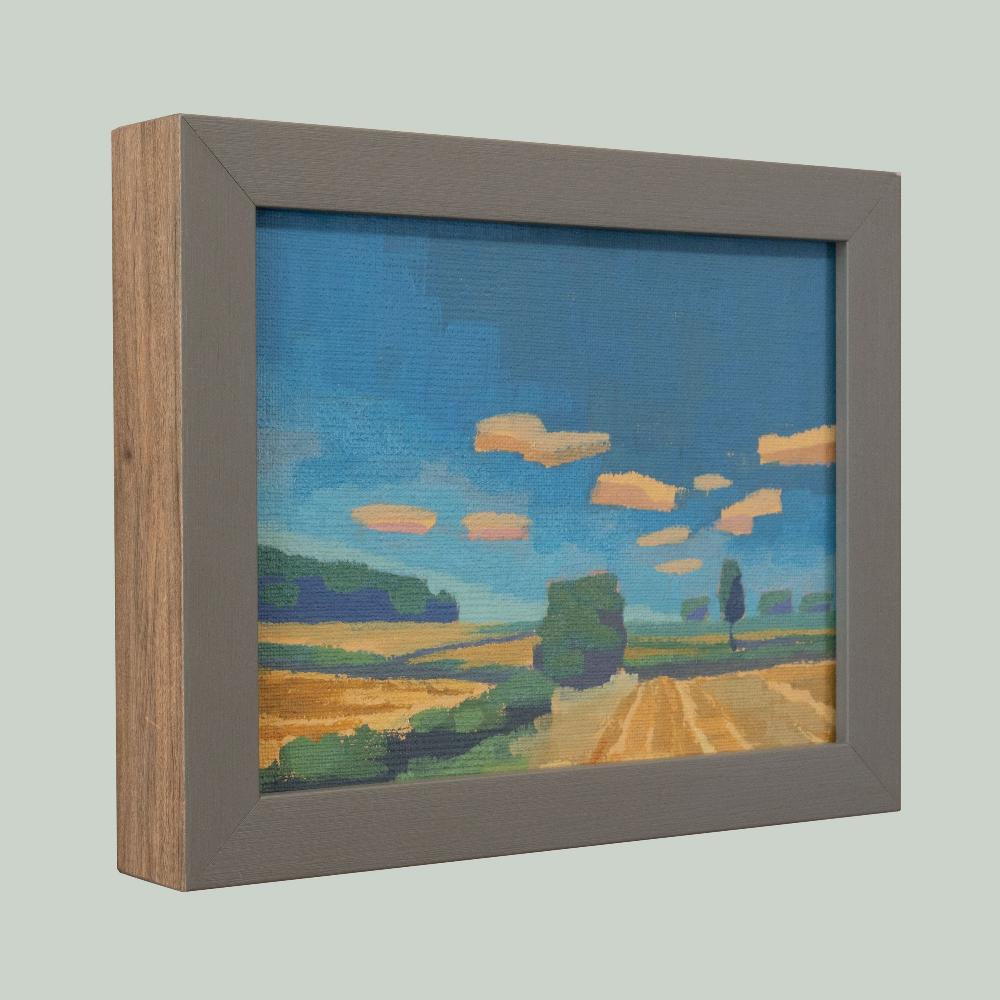 Summer clouds, unique, painting, hand-painted unique piece, 20 x 15 cm, with picture frame