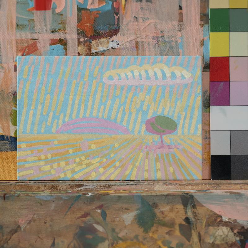 "Candy Land 1", unique painting, hand-painted single piece, 17.3 x 12.3 cm, with picture frame