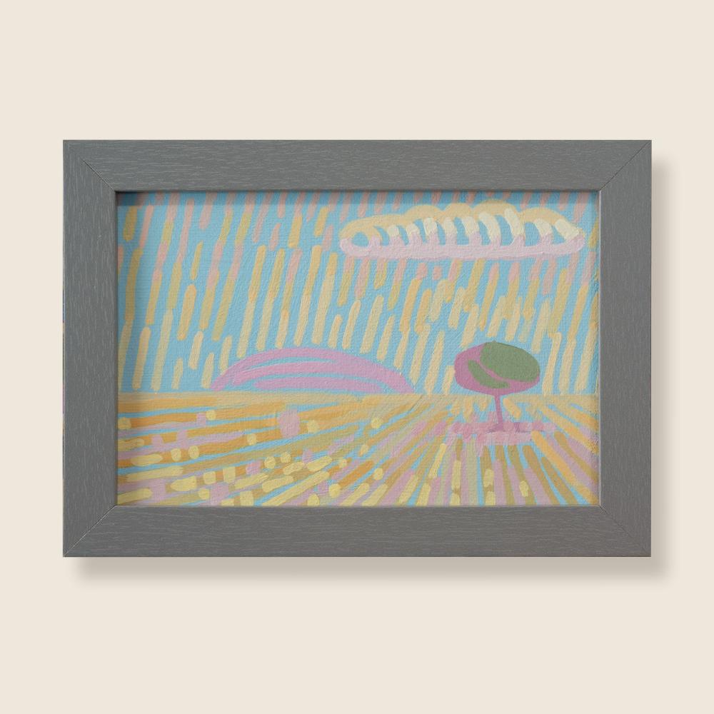 "Candy Land 1", unique painting, hand-painted single piece, 17.3 x 12.3 cm, with picture frame