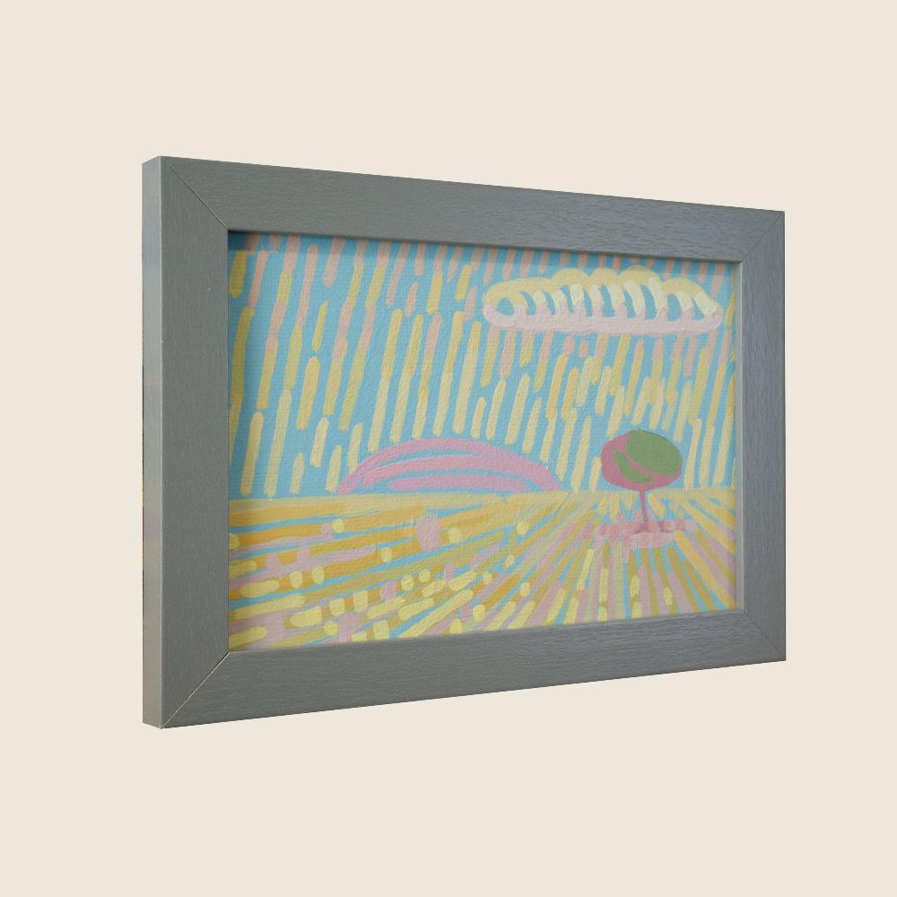 "Candy Land 1", unique painting, hand-painted single piece, 17.3 x 12.3 cm, with picture frame