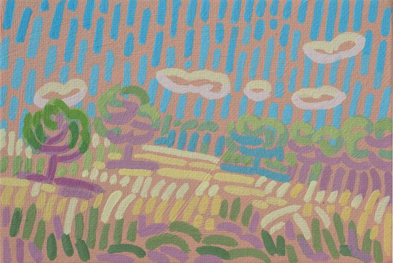 "Candy Land 3", unique painting, hand-painted single piece, 17.3 x 12.3 cm, with picture frame