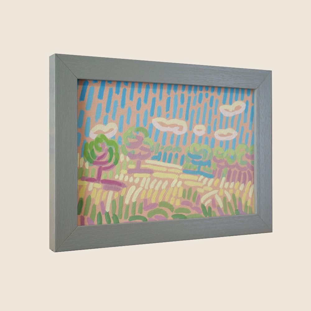 "Candy Land 3", unique painting, hand-painted single piece, 17.3 x 12.3 cm, with picture frame
