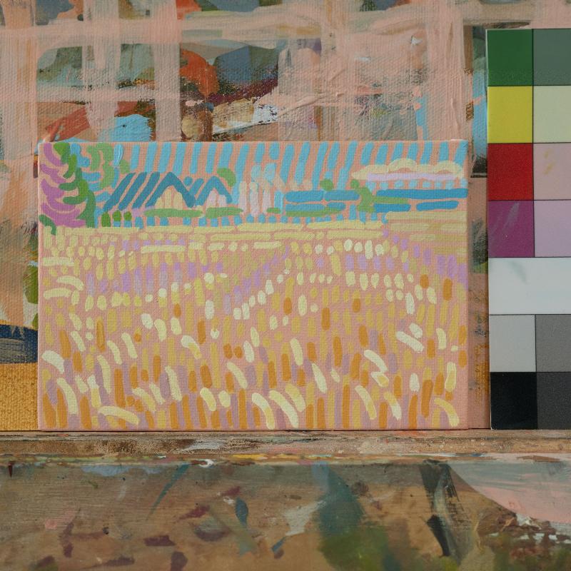 "Candy Land 4", unique painting, hand-painted single piece, 17.3 x 12.3 cm, with picture frame