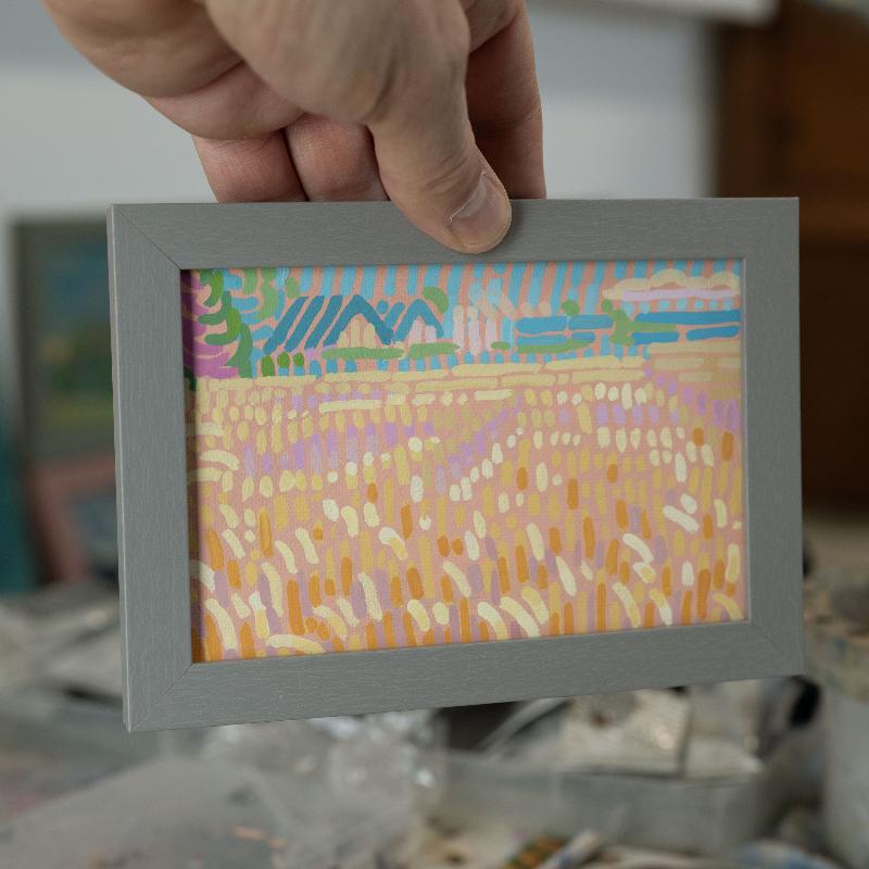 "Candy Land 4", unique painting, hand-painted single piece, 17.3 x 12.3 cm, with picture frame