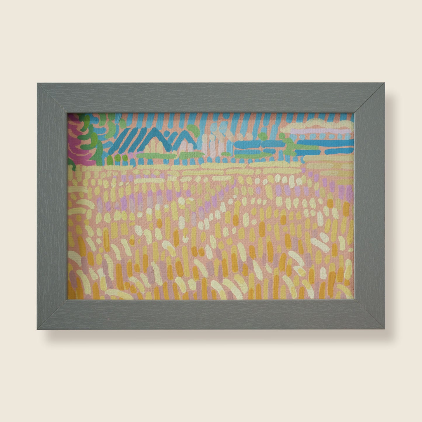 "Candy Land 4", unique painting, hand-painted single piece, 17.3 x 12.3 cm, with picture frame