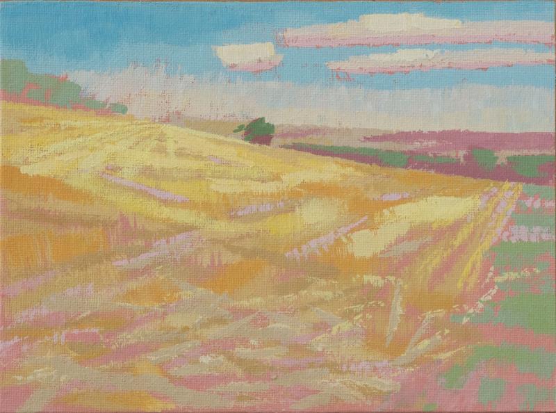 "Field experiment", unique, painting, hand-painted unique piece, 20 x 15 cm, with picture frame