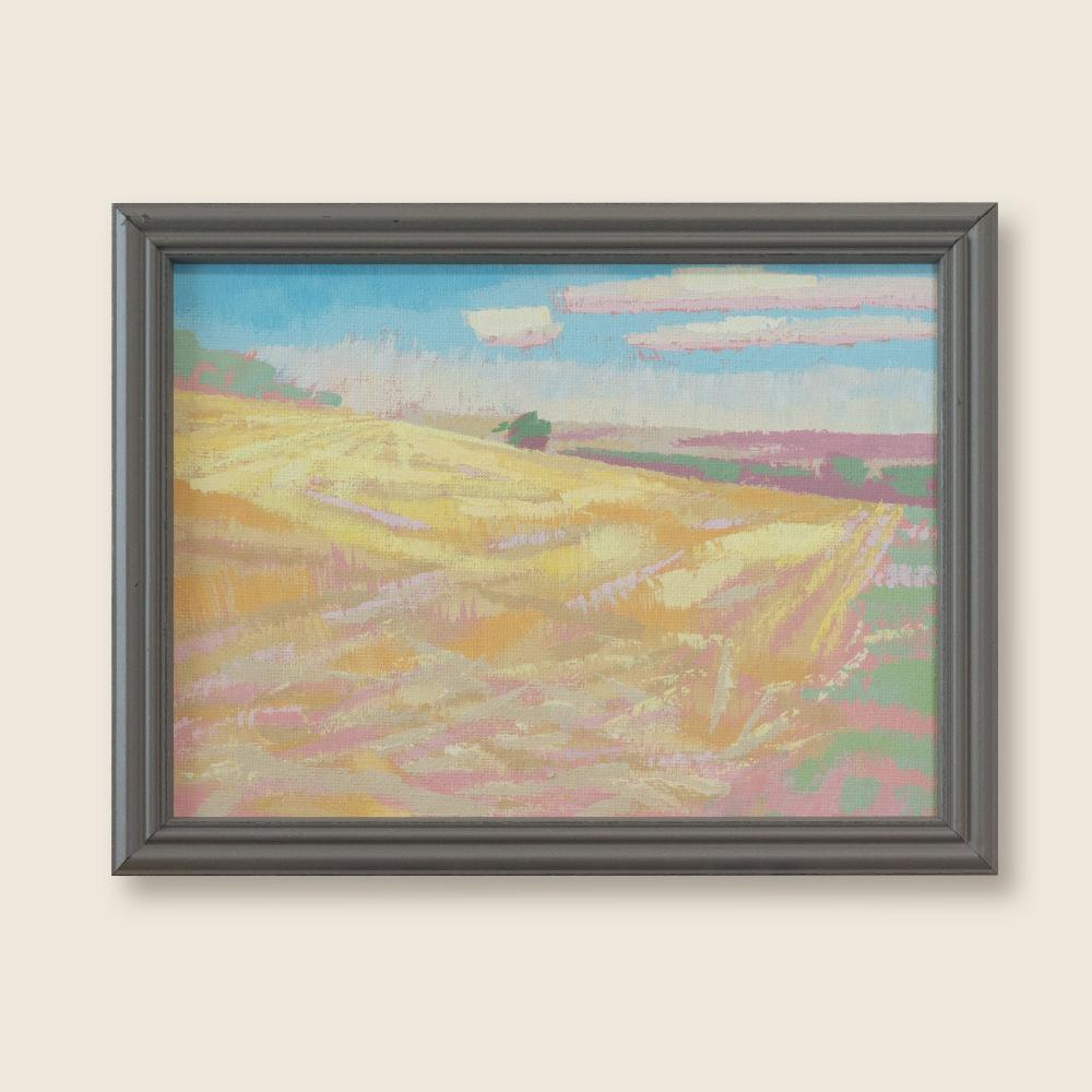 "Field experiment", unique, painting, hand-painted unique piece, 20 x 15 cm, with picture frame