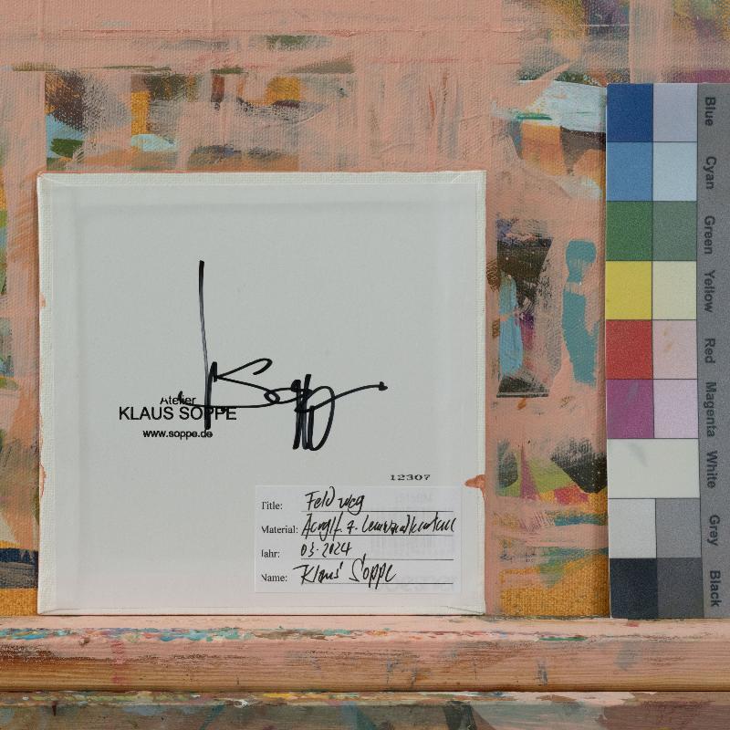 "Field path", unique painting, hand-painted single piece, 17.4 x 17.4 cm, with picture frame