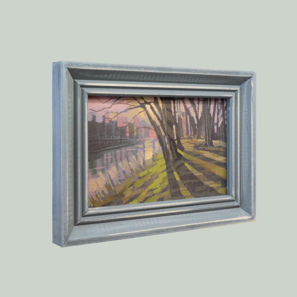 Original Gemälde – "Herbstlicht" - handgemalt – Acrylbild – 10x15 cm – Landschaft Bild – Einzelstück – mit Rahmen