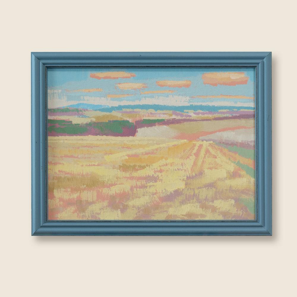 "Sky blue", unique, painting, hand-painted unique piece, 22.3 x 17.3 cm, with picture frame