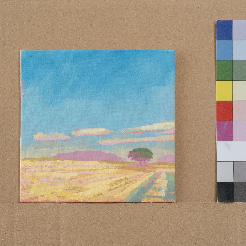 "Hoher Himmel", Unikat, Malerei, handgemaltes Einzelstück, 17,3 x 17,3 cm, mit Bilderrahmen