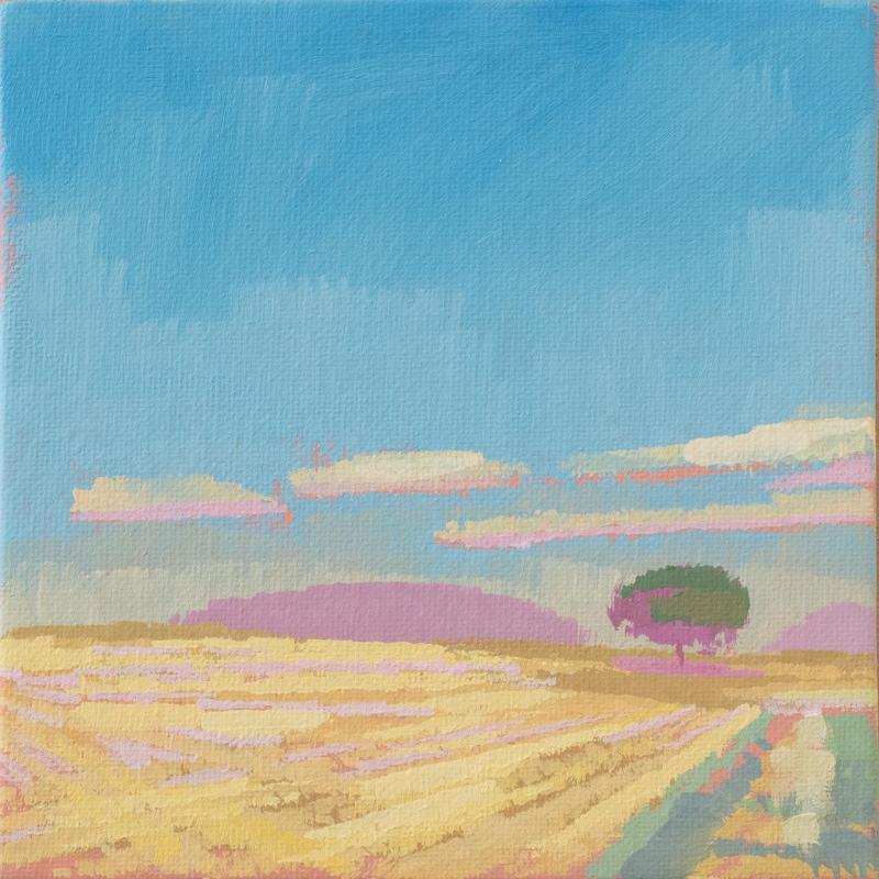 "Hoher Himmel", Unikat, Malerei, handgemaltes Einzelstück, 17,3 x 17,3 cm, mit Bilderrahmen