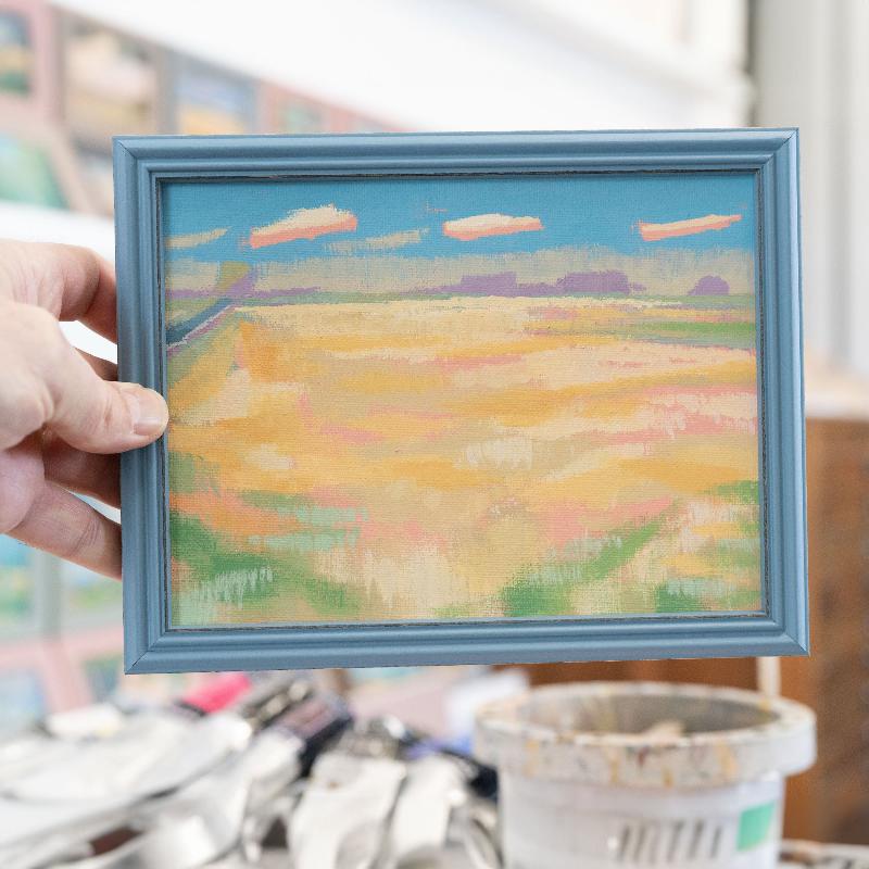 "Light", unique, painting, hand-painted unique piece, 22.3 x 17.3 cm, with picture frame