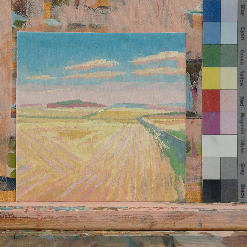 "Pflugspur", Unikat, Malerei, handgemaltes Einzelstück, 17,4 x 17,4 cm, mit Bilderrahmen