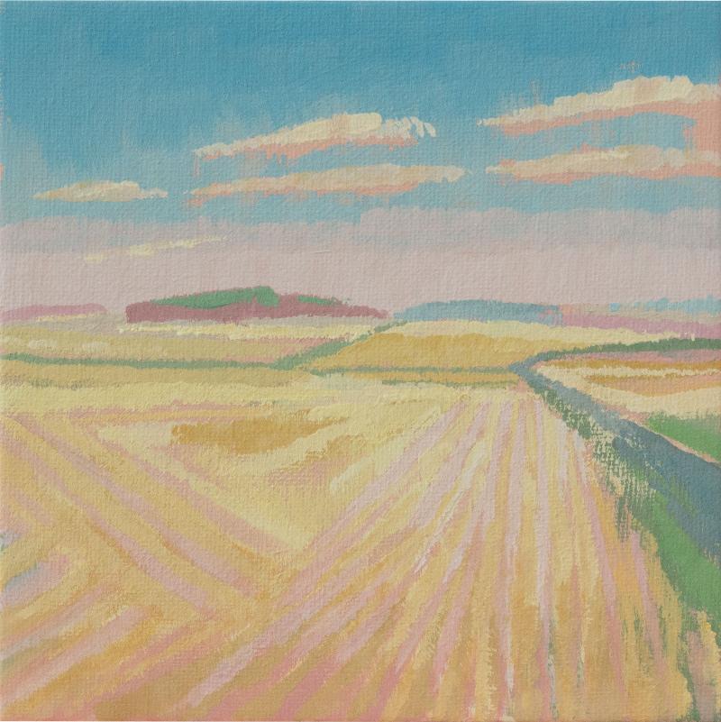 "Pflugspur", Unikat, Malerei, handgemaltes Einzelstück, 17,4 x 17,4 cm, mit Bilderrahmen