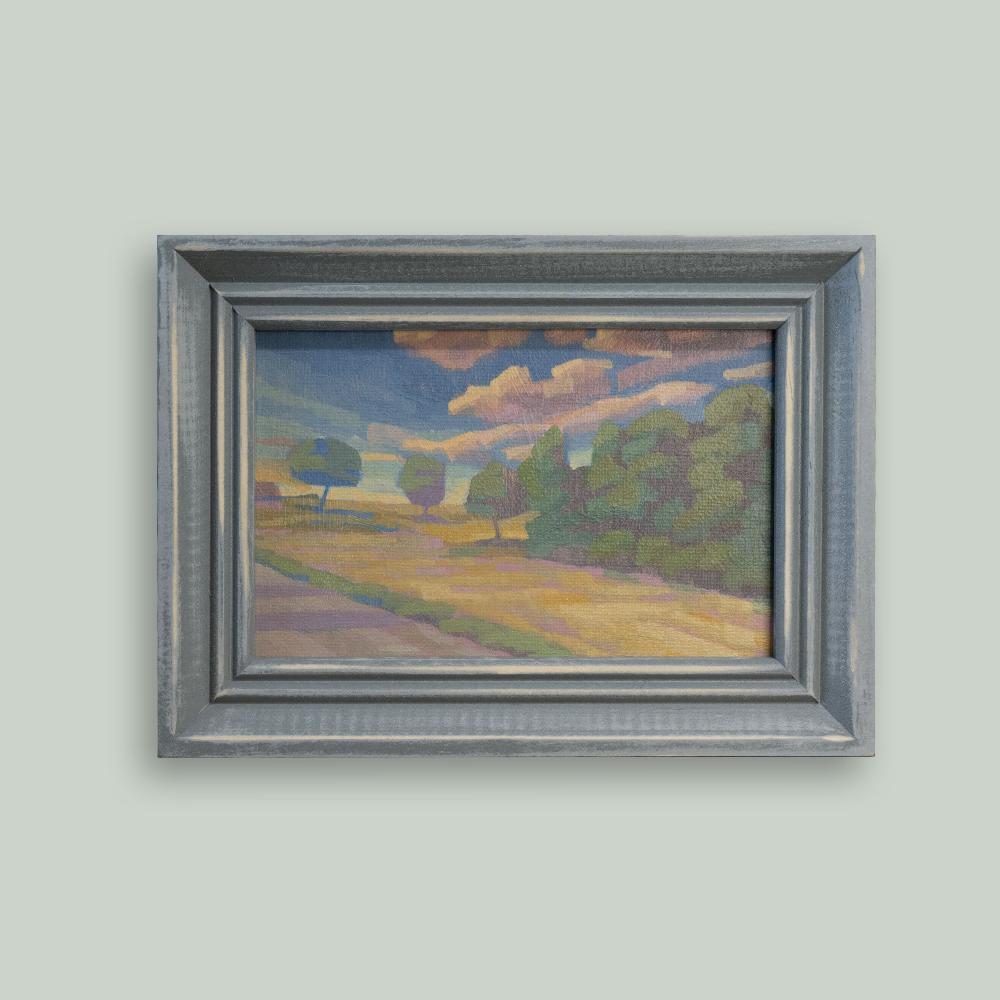 Original painting - "Summer Path" - hand painted - acrylic painting - 10x15 cm - landscape picture - unique piece - with frame