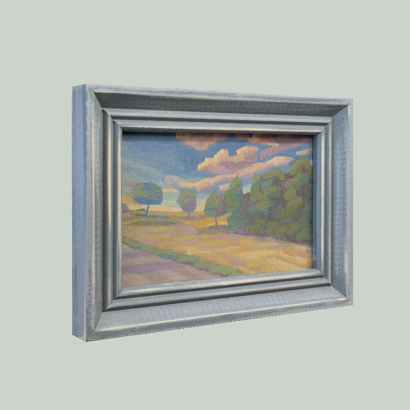Original painting - "Summer Path" - hand painted - acrylic painting - 10x15 cm - landscape picture - unique piece - with frame