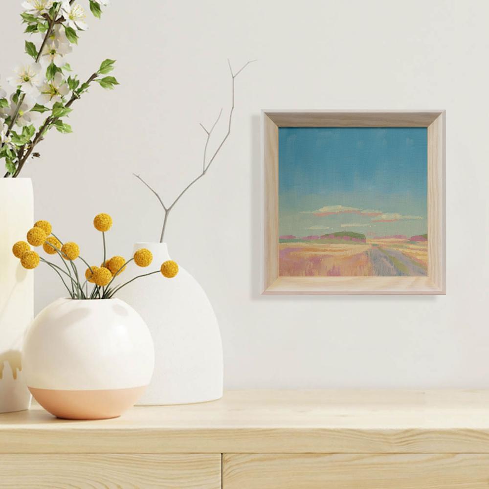"Meadow edge", unique painting, hand-painted single piece, 17.4 x 17.4 cm, with picture frame