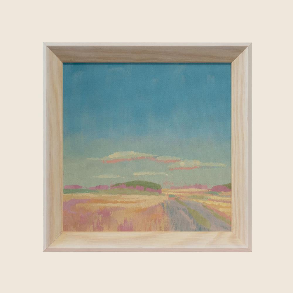 "Meadow edge", unique painting, hand-painted single piece, 17.4 x 17.4 cm, with picture frame