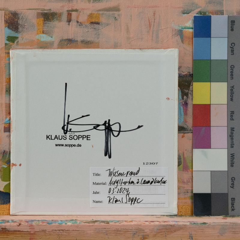 "Meadow edge", unique painting, hand-painted single piece, 17.4 x 17.4 cm, with picture frame