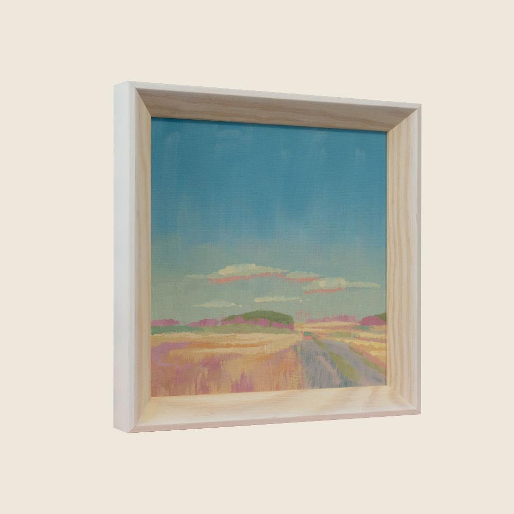 "Meadow edge", unique painting, hand-painted single piece, 17.4 x 17.4 cm, with picture frame