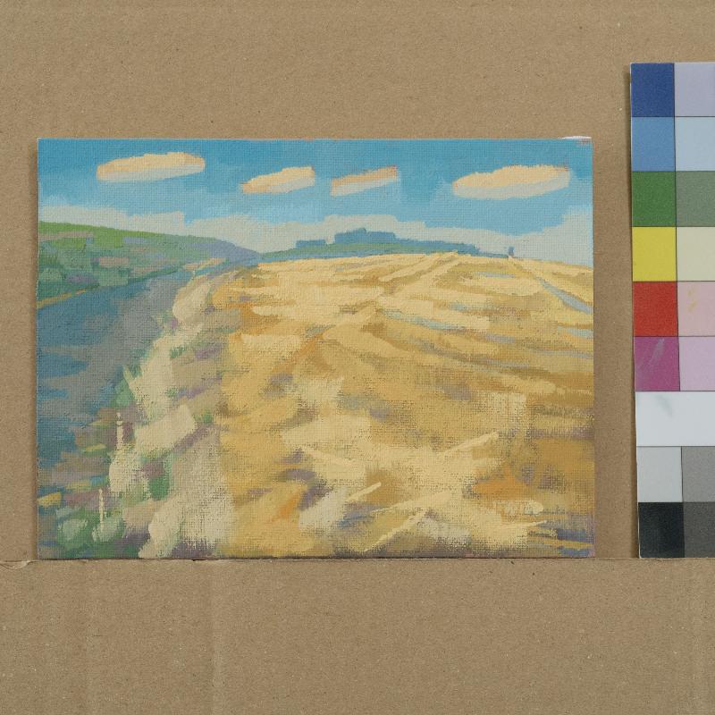 "Cloud field", unique, painting, hand-painted unique piece, 22.3 x 17.3 cm, with picture frame