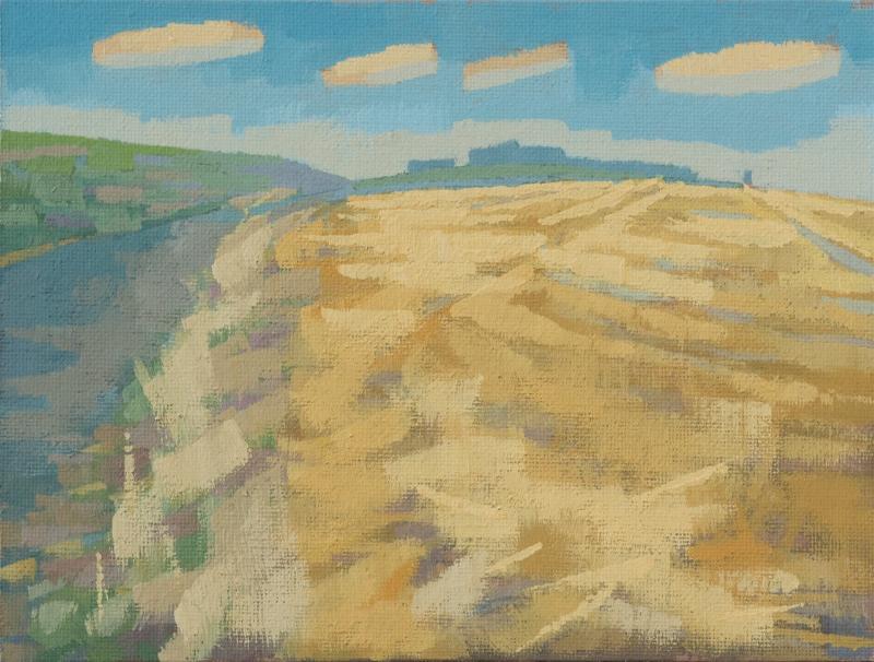 "Cloud field", unique, painting, hand-painted unique piece, 22.3 x 17.3 cm, with picture frame
