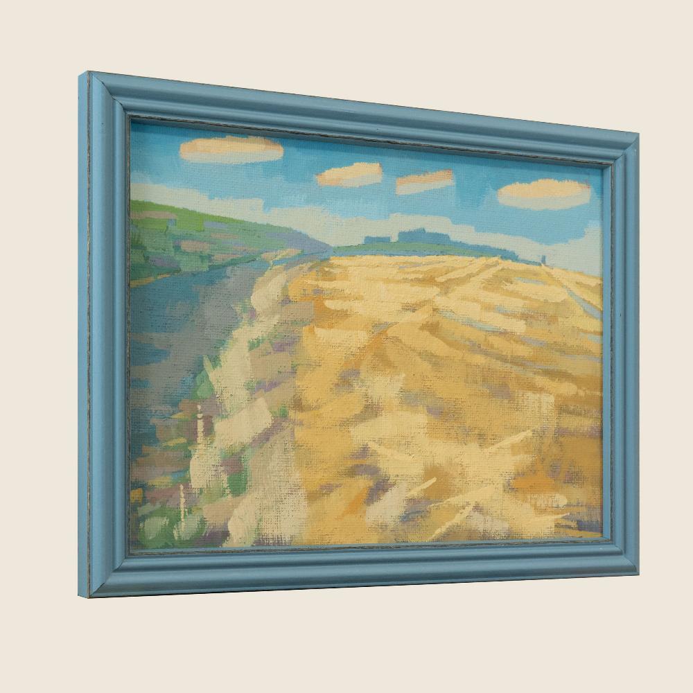 "Cloud field", unique, painting, hand-painted unique piece, 22.3 x 17.3 cm, with picture frame
